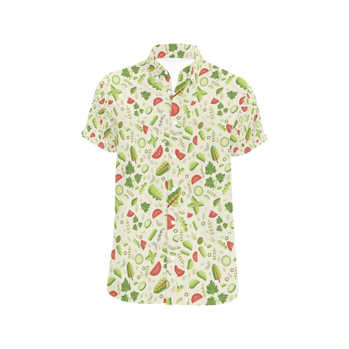 Salad Vegetable Print Design LKS302 Men Short Sleeve Button Up Shirt