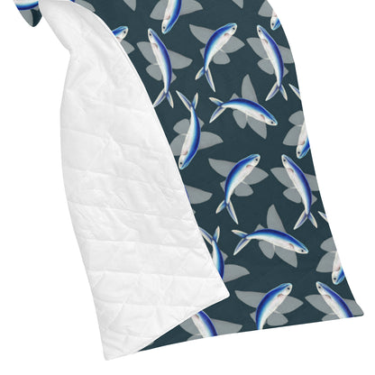 Flying Fish Pattern Print Design 04 Premium Quilt