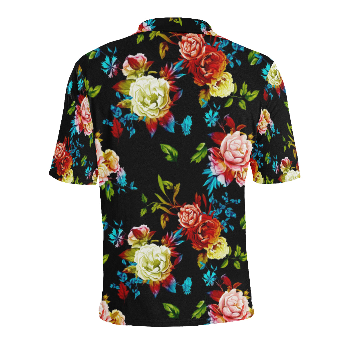 Peony Pattern Print Design PE07 Men Polo Shirt