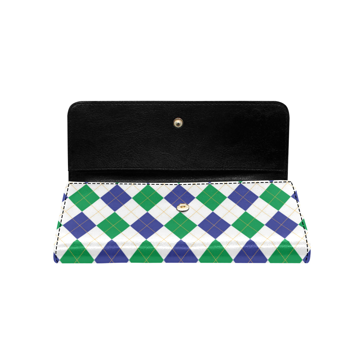 Argyle Green Blue Pattern Print Design 03 Women's Trifold Wallet