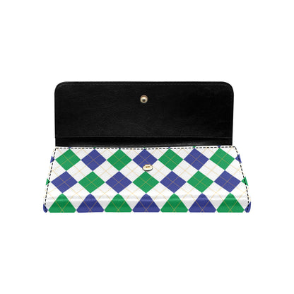 Argyle Green Blue Pattern Print Design 03 Women's Trifold Wallet
