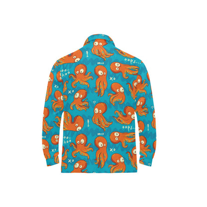 Octopus Pattern Print Design A02 Long Sleeve Polo Shirt For Men's