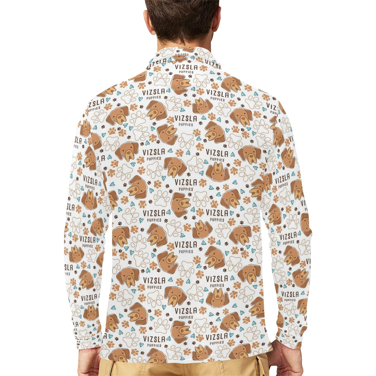 Vizslas Print Design LKS301 Long Sleeve Polo Shirt For Men's