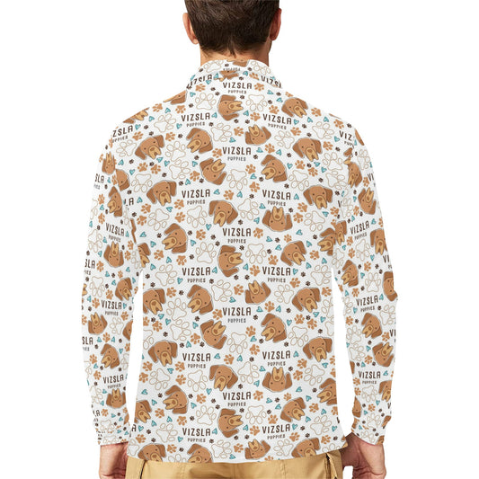 Vizslas Print Design LKS301 Long Sleeve Polo Shirt For Men's