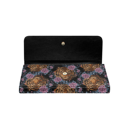 Tiger Head Floral Women's Trifold Wallet