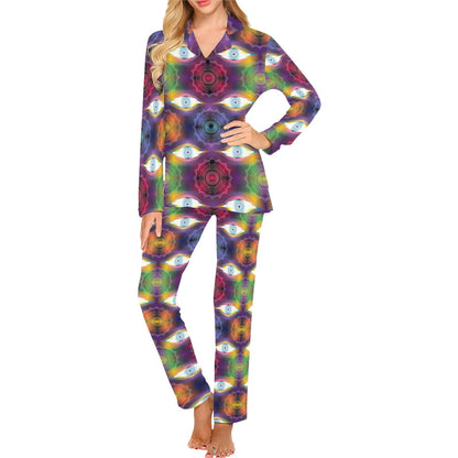 Chakra Eye Print Pattern Women's Long Pajama Set