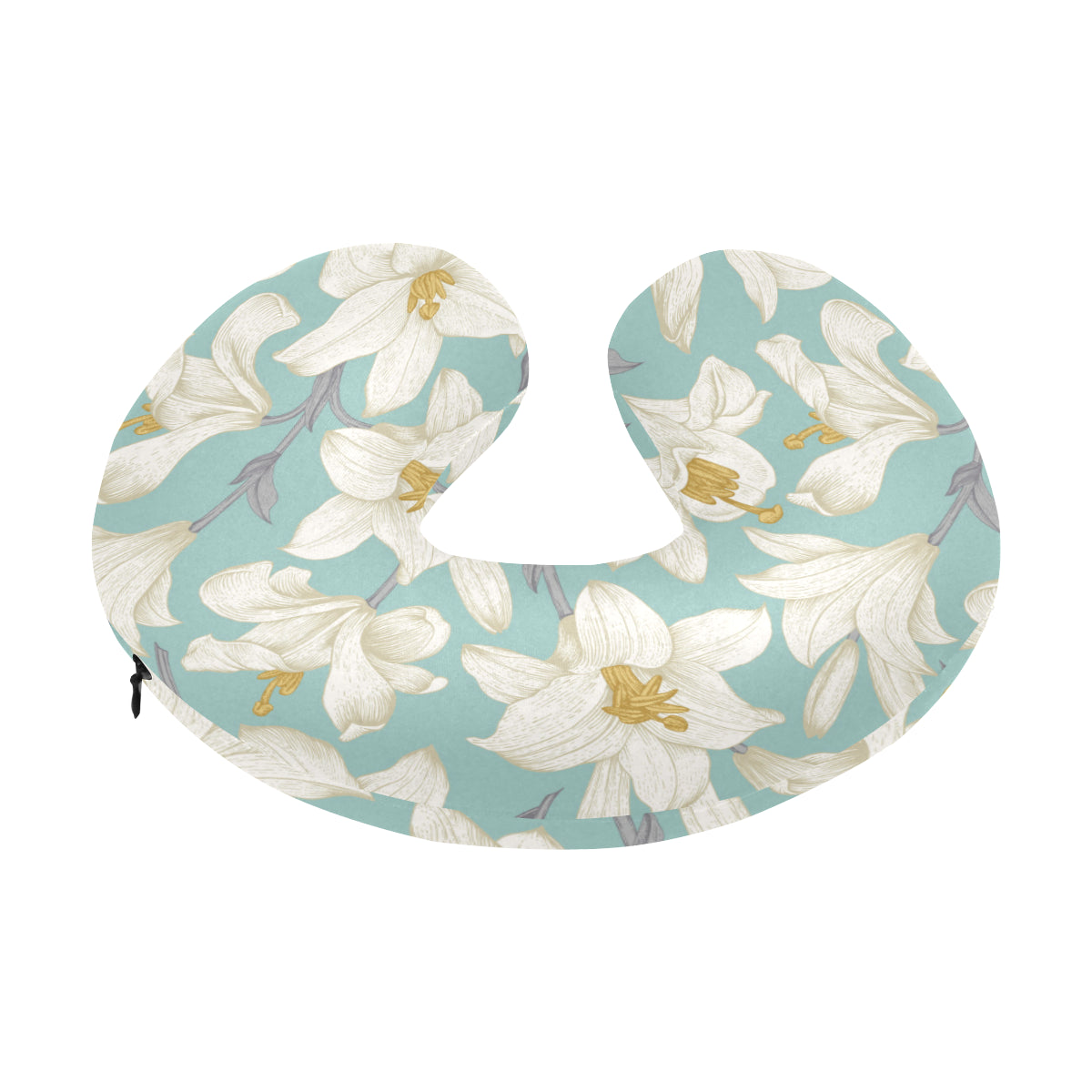 Lily Pattern Print Design 02 U-Shaped Travel Neck Pillow