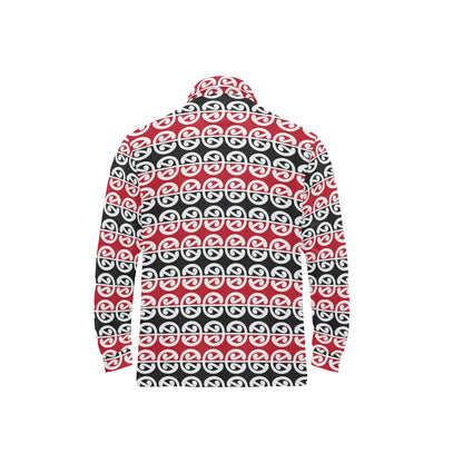 Maori Classic Themed Design Print Long Sleeve Polo Shirt For Men's
