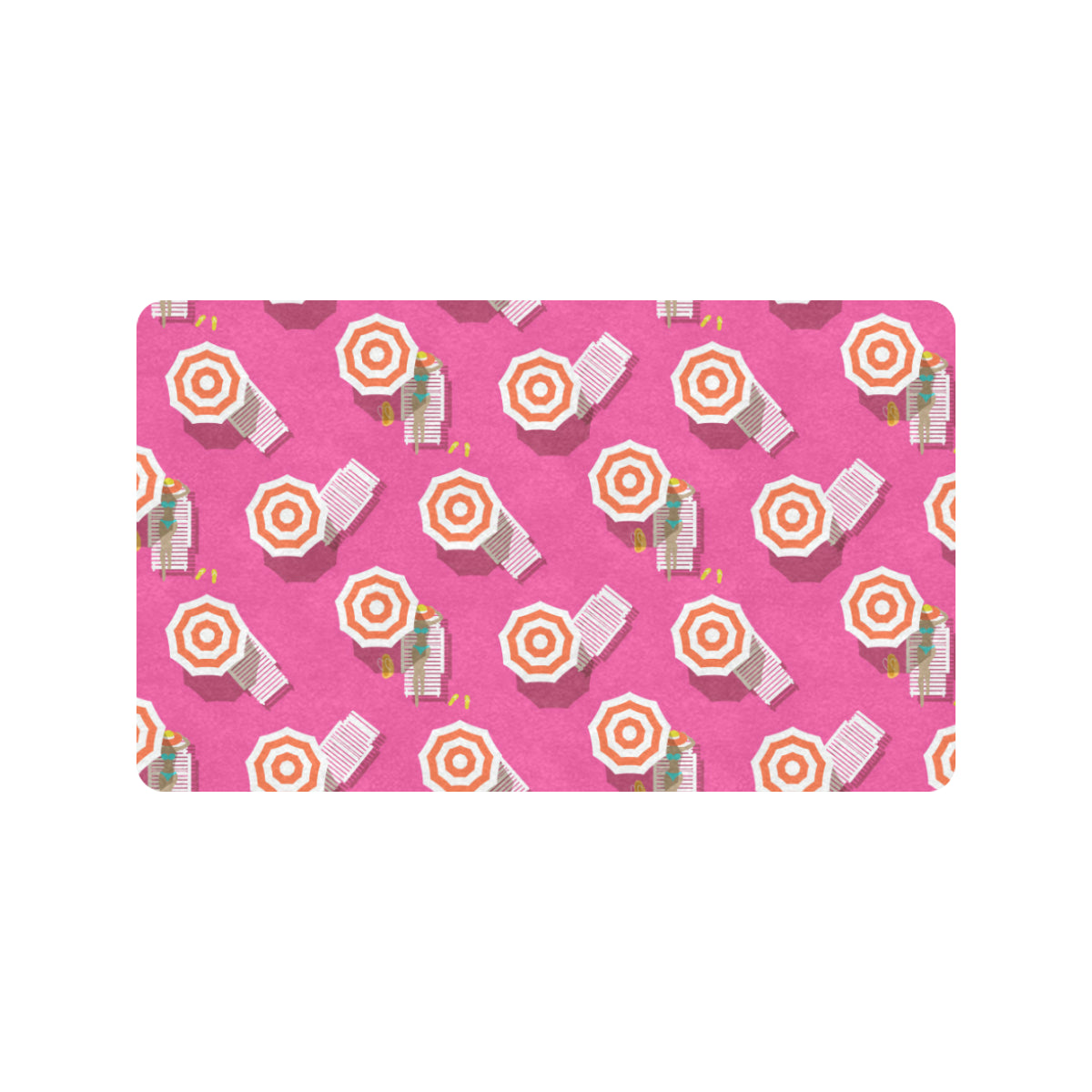Beach Top View Umbrella Theme Rubber Doormat