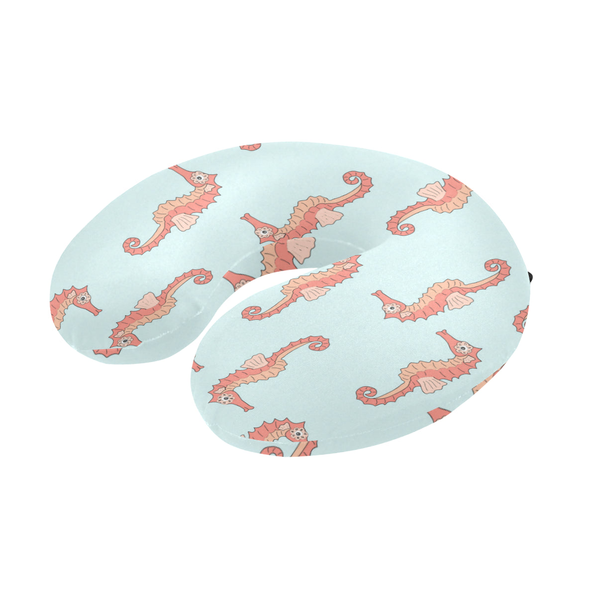 SeaHorse Pattern Print Design 01 U-Shaped Travel Neck Pillow
