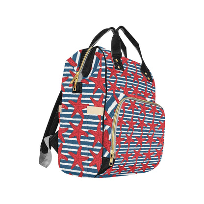 Starfish Red Pattern Print Design 02 Diaper Bag Backpack