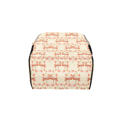 Flamingo Hibiscus Print Pattern Diaper Bag Backpack