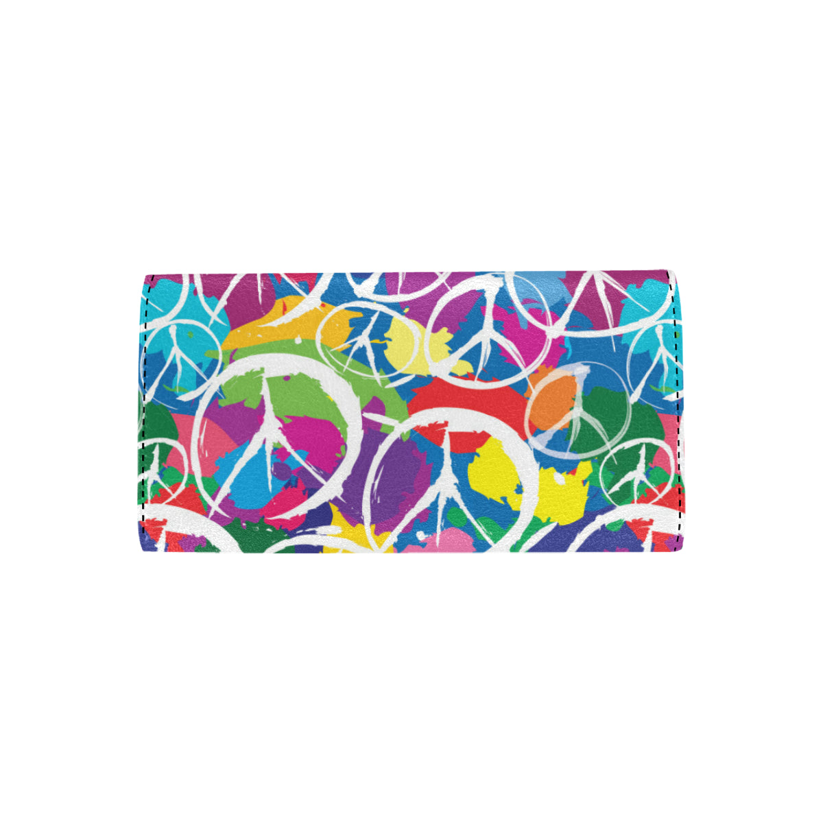 Peace Sign Colorful Pattern Print Design A02 Women's Trifold Wallet