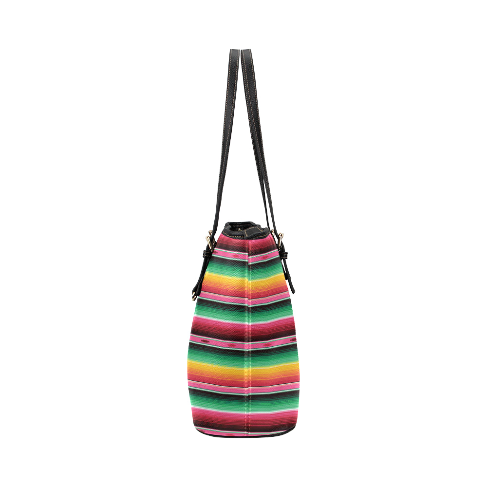 Mexican Blanket Classic Print Pattern Leather Tote Bag