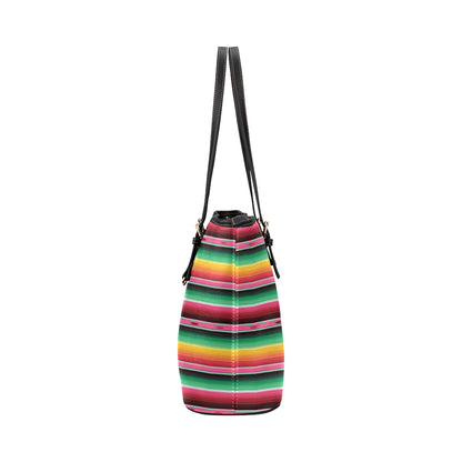 Mexican Blanket Classic Print Pattern Leather Tote Bag