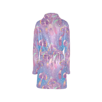 Psychedelic Mushroom Pattern Print Design A01 Women's Fleece Robe