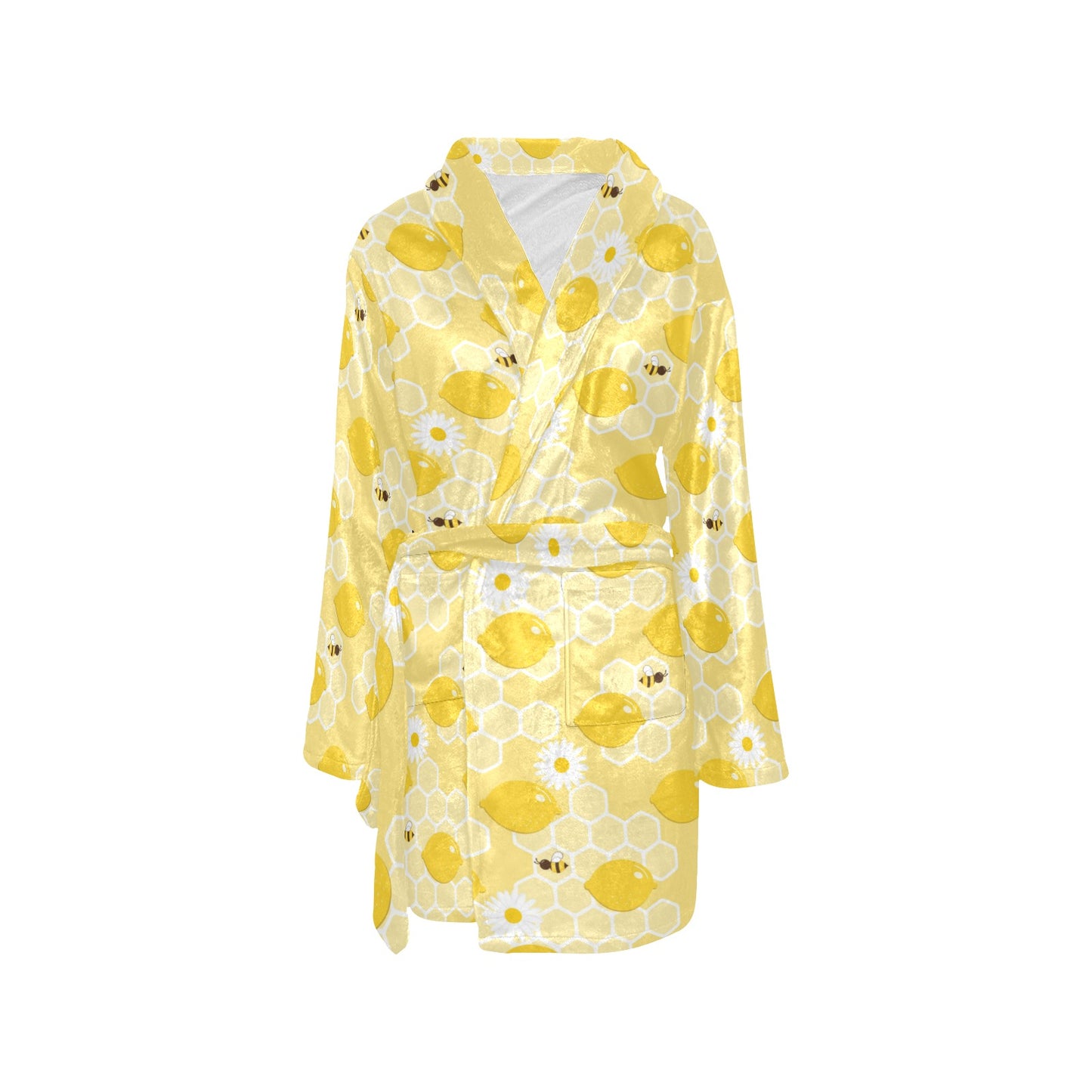 Honey Bee Honeycomb Print Design LKS3010 Women's Fleece Robe