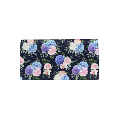 Hydrangea Pattern Print Design HD01 Women's Trifold Wallet