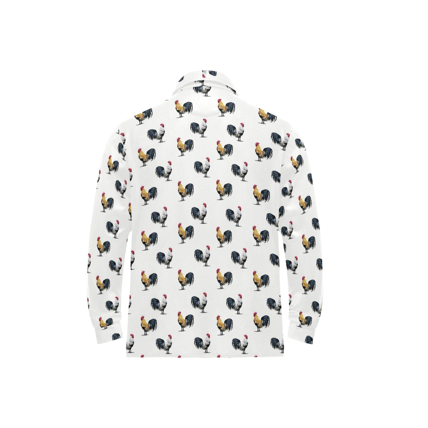 Chicken Pattern Print Design 02 Long Sleeve Polo Shirt For Men's