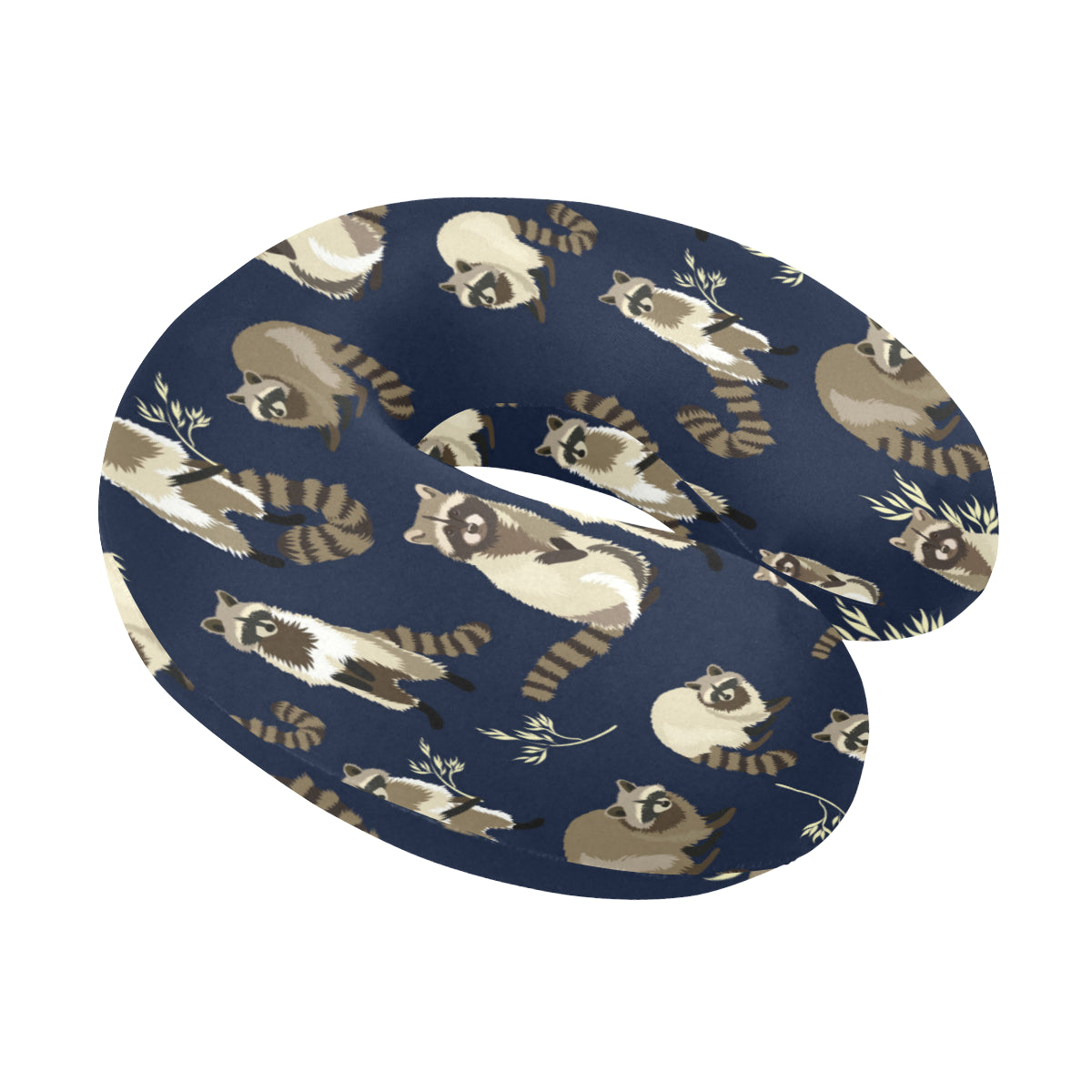 Raccoon Pattern Print Design A06 U-Shaped Travel Neck Pillow