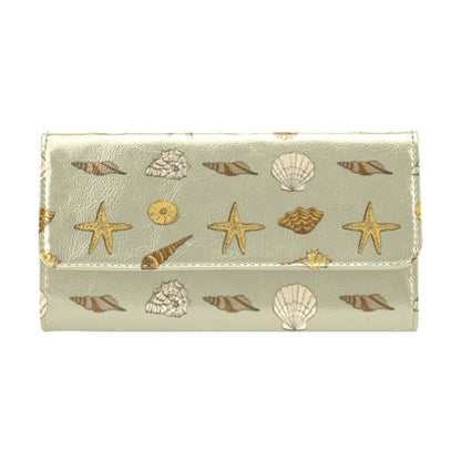 Seashell Beach Print Design LKS303 Women's Trifold Wallet