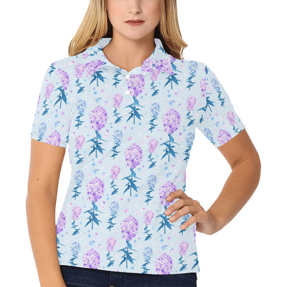 Lilac Pattern Print Design LI05 Women's Polo Shirt