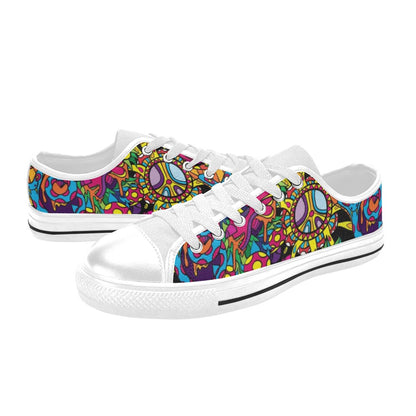 Trippy Print Design LKS304 Women's White Low Top Shoes