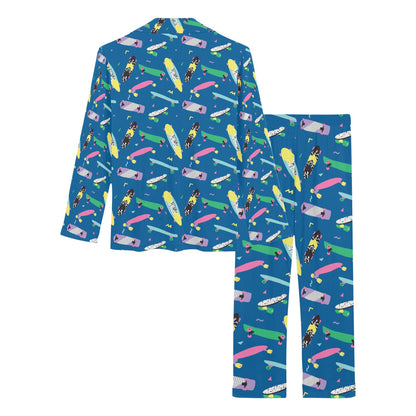 Skateboard Print Design LKS302 Women's Long Pajama Set