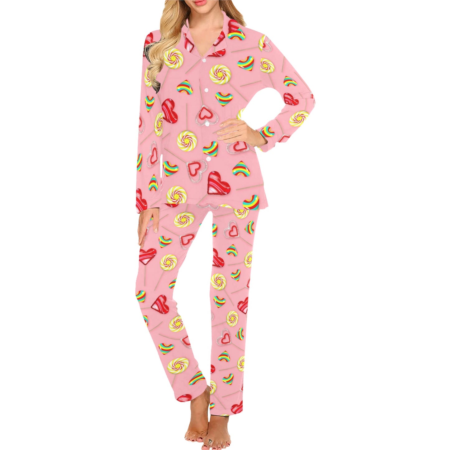 Lollipop Pattern Print Design LL05 Women's Long Pajama Set