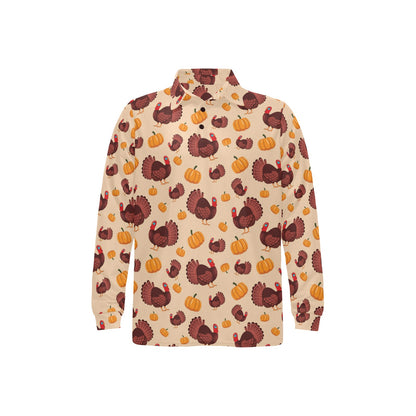 Thanksgiving Print Design LKS308 Long Sleeve Polo Shirt For Men's