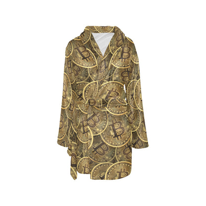 Bitcoin Pattern Print Design DO01 Women's Fleece Robe