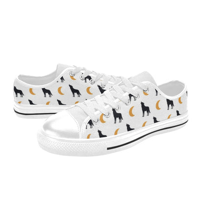 Wolf Moon Print Design LKS302 Women's White Low Top Shoes