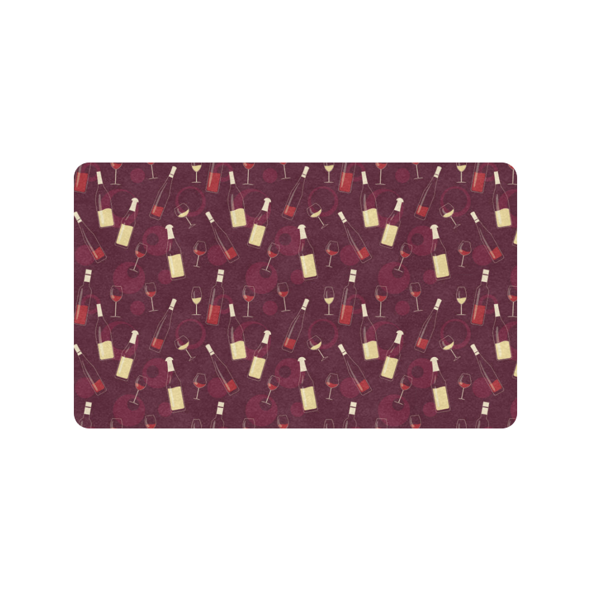 Wine Themed Pattern Print Rubber Doormat