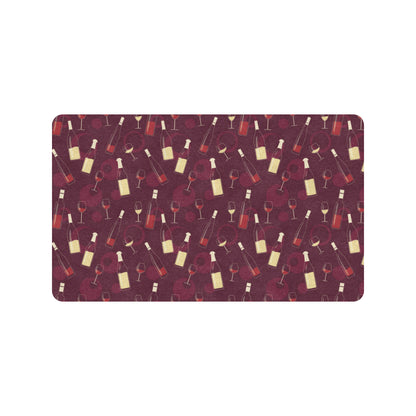 Wine Themed Pattern Print Rubber Doormat