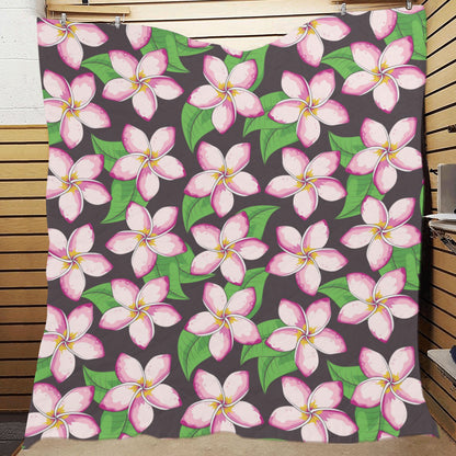 Pink Plumeria Pattern Print Design PM019 Premium Quilt