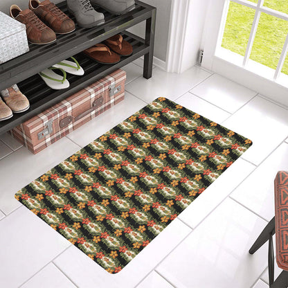 Hawaiian Flower Hula Hibiscus Print Rubber Doormat