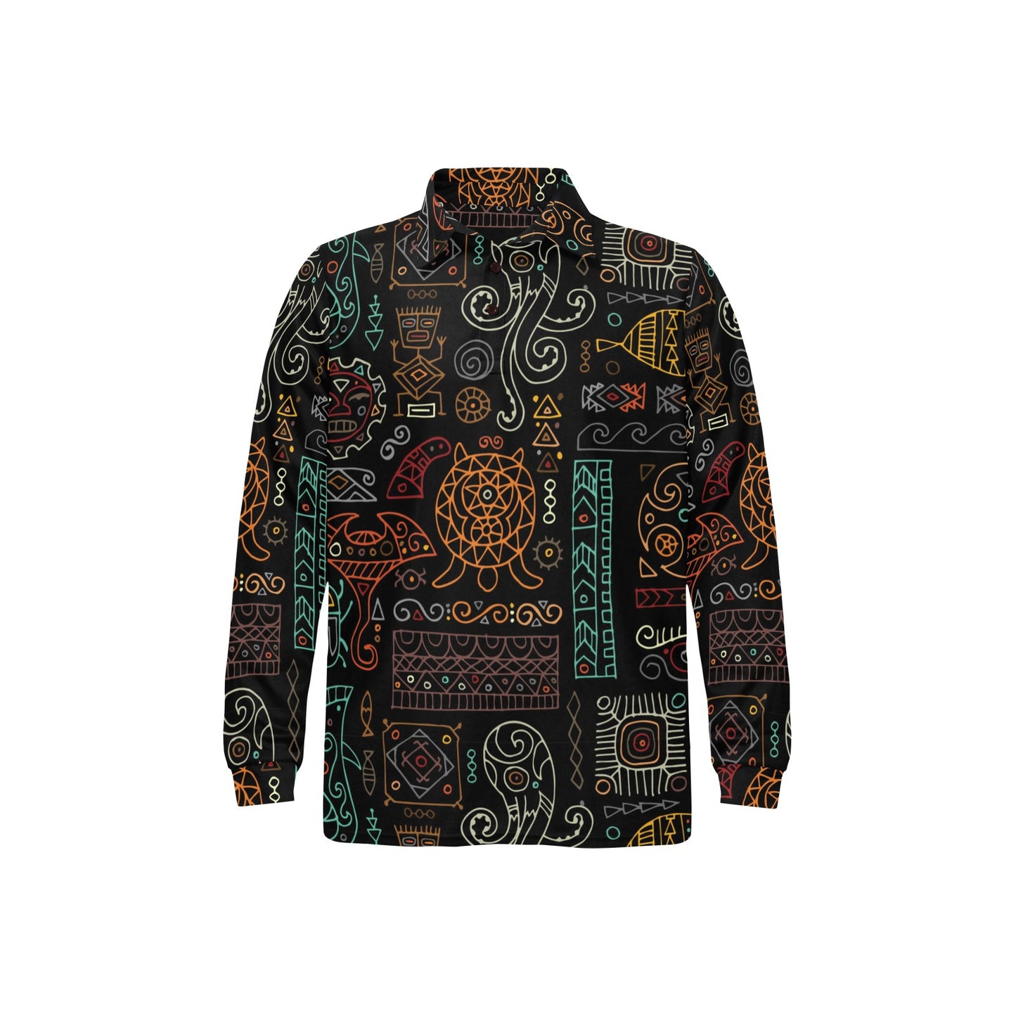 Polynesian Pattern Print Design A04 Long Sleeve Polo Shirt For Men's