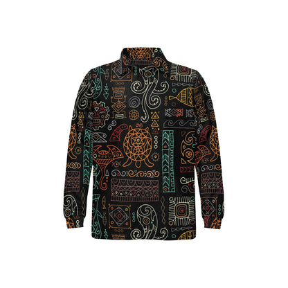 Polynesian Pattern Print Design A04 Long Sleeve Polo Shirt For Men's