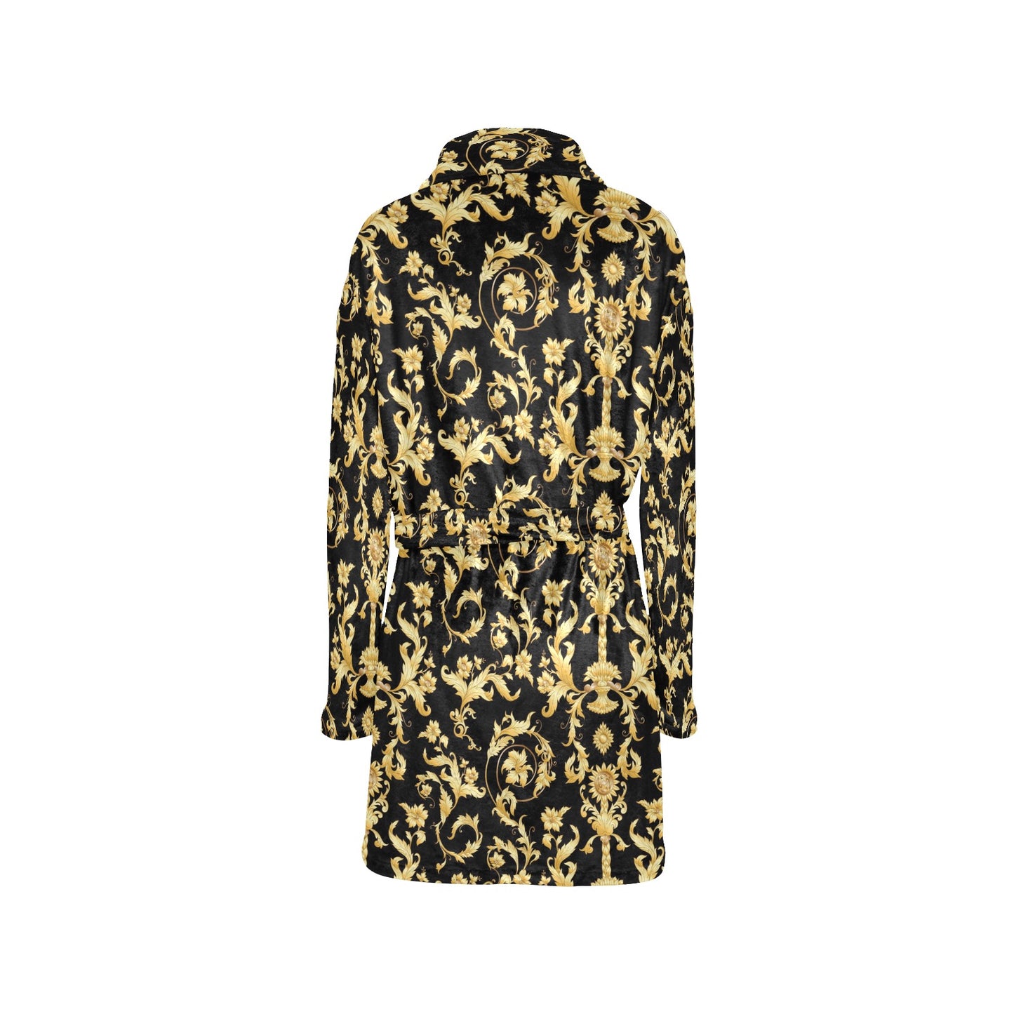 Baroque Golden Pattern Print Design 04 Women's Fleece Robe