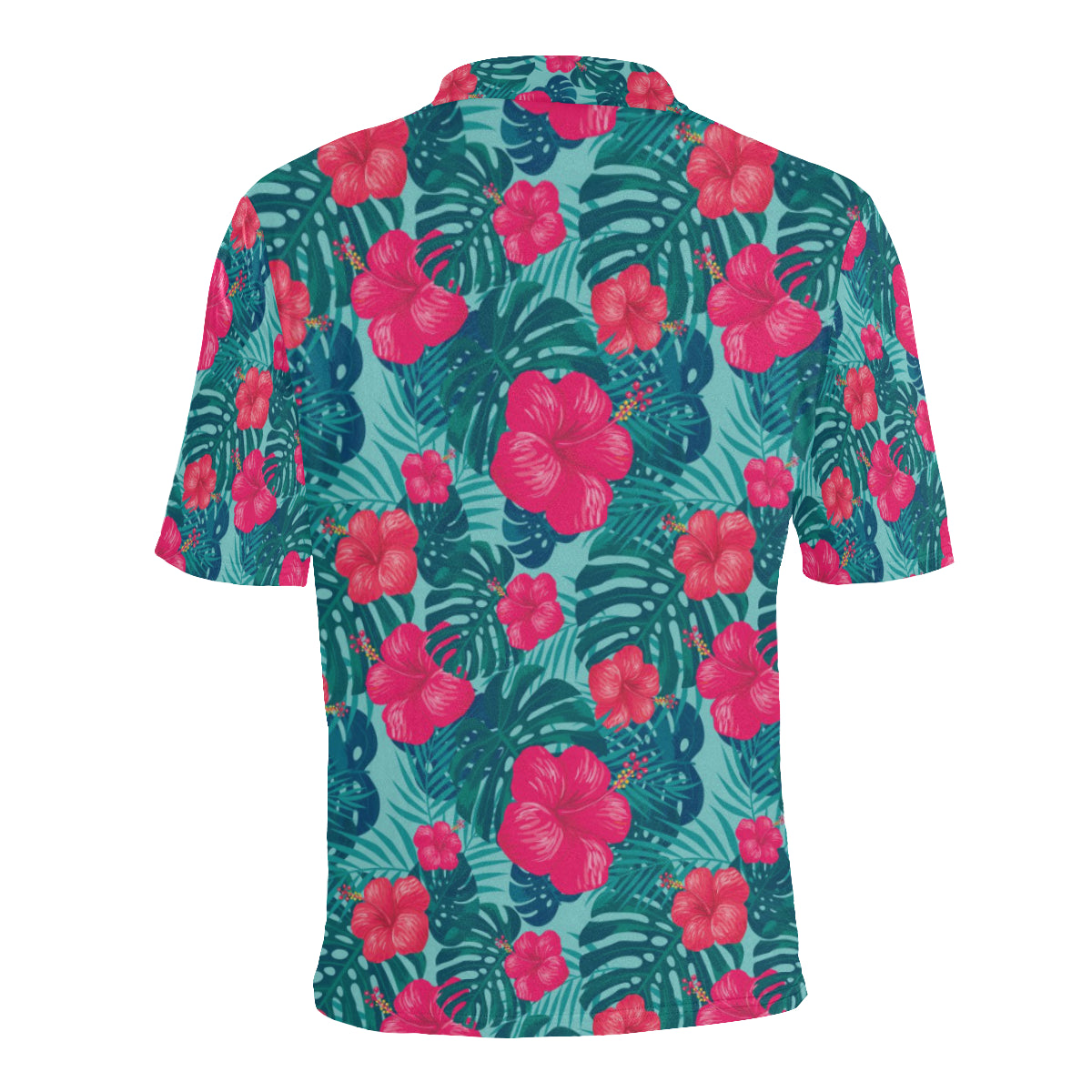 Red Hibiscus Pattern Print Design HB017 Men Polo Shirt