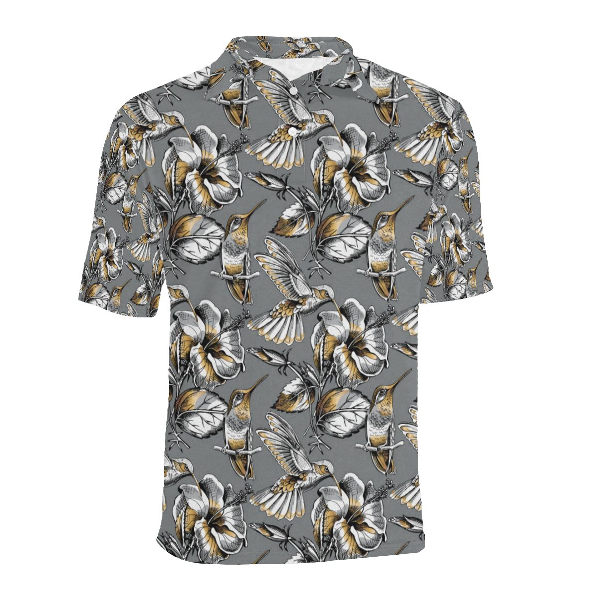 Hummingbird Pattern Print Design 02 Men Polo Shirt