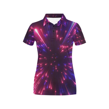 Celestial Purple Blue Neon Speed Light Women's Polo Shirt