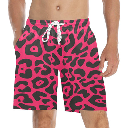 Cheetah Pink Print Pattern Men's Swim Trunks Beach Shorts
