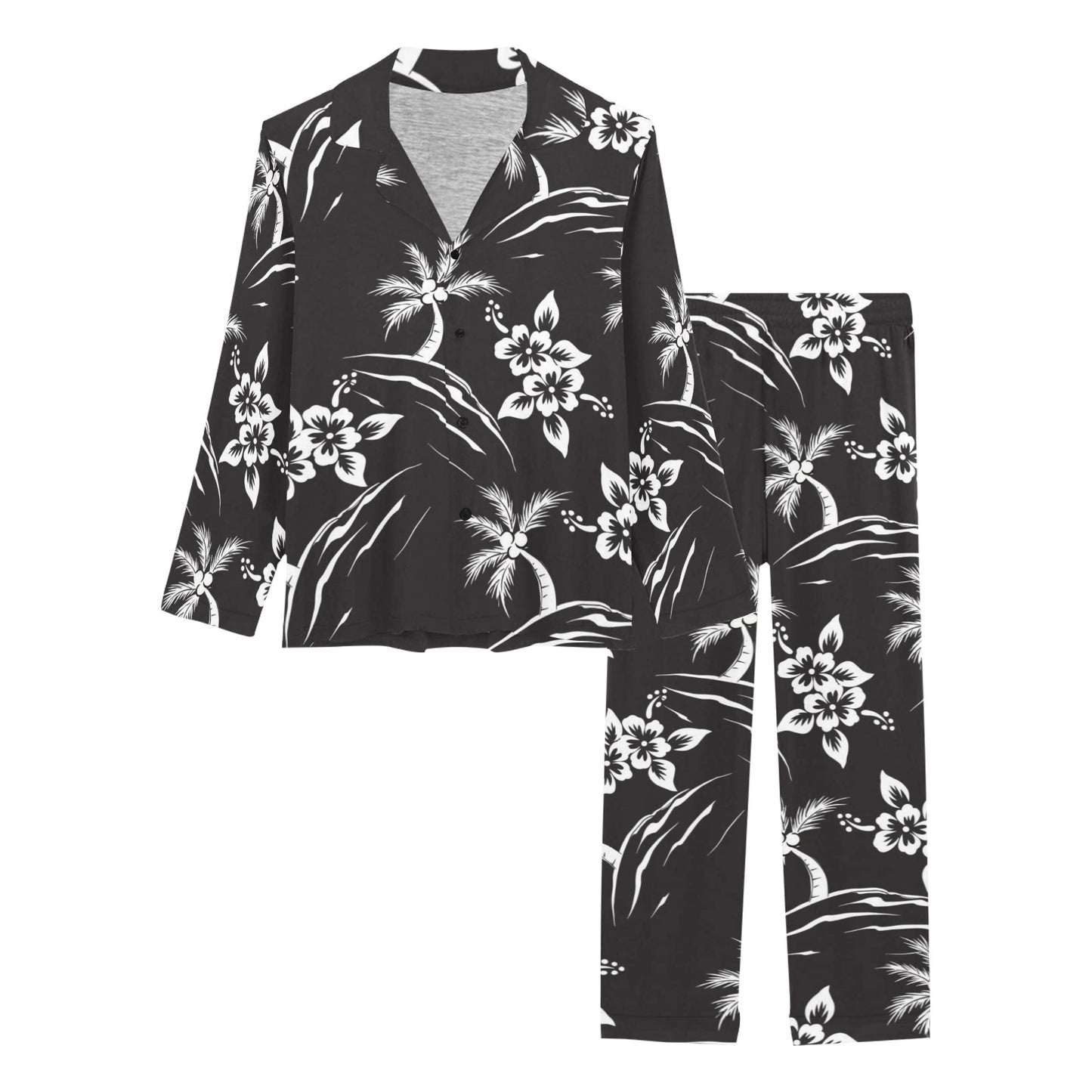 Palm Tree Pattern Print Design PT02 Women's Long Pajama Set