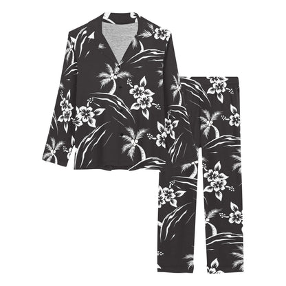 Palm Tree Pattern Print Design PT02 Women's Long Pajama Set