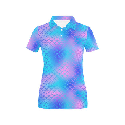 Mermaid Scales Pattern Print Design 04 Women's Polo Shirt