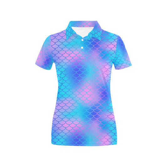 Mermaid Scales Pattern Print Design 04 Women's Polo Shirt
