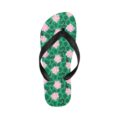 Water Lily Print Design LKS303 Flip Flops