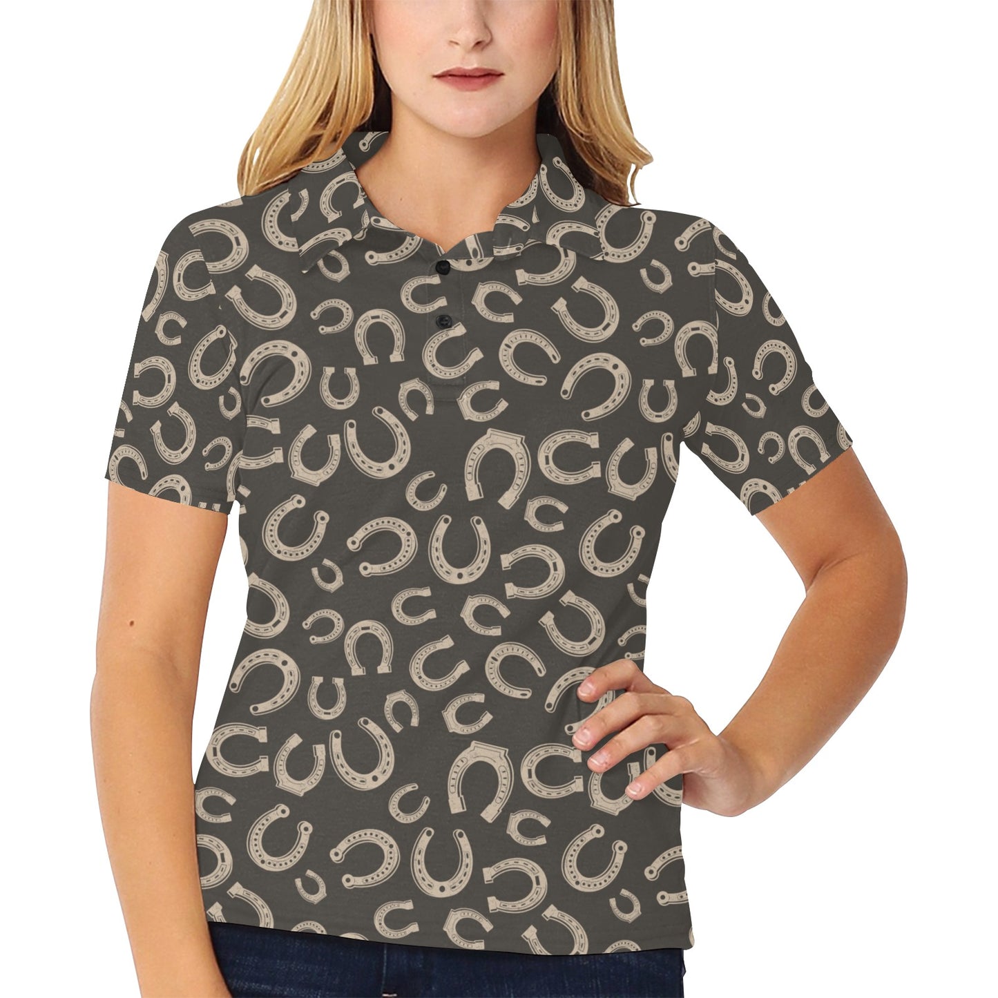 Horseshoe Print Design LKS303 Women's Polo Shirt