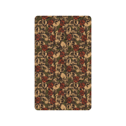 Skull Roses Vintage Design Themed Print Rubber Doormat